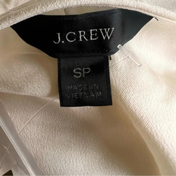 J.Crew Women’s Puff Sleeve Ivory Satin Crepe Blouse Small Petite Office Workwear - Picture 8 of 10